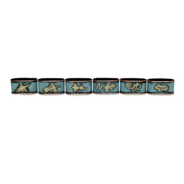 Nazca Marvels Copper and Bronze Napkin Rings, 6-Piece Set