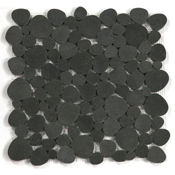 Mosaics Tile Marble Pebble Look for Floors Walls, Basalt Black