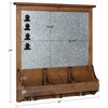 Stallard Wood Framed Magnetic Board with Hooks, Rustic Brown 24x4x24