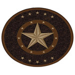 Furnishmyplace - Texas Star Western Rustic Decor Brown Black Rug, 6'6" Round - Floor Rug: Designed to bring aesthetic value and country feel to the indoor spaces, this round area rug complements most indoor spaces. It is a perfect décor accent for your bedrooms, study, living rooms or dining halls. Materials Used: This indoor rug is manufactured with soft-texture nylon pile fiber. It comes with anti-skid rubber backing that makes it ideal for busiest indoor spaces.  Contemporary Design: The floor carpet exhibits iconic lone star design in subtle shades of brown, black and gold. It creates a striking focal point, adding an interesting flair to the spaces. Easy Maintenance: The machine-made floor rug boasts high resistance for stains and spills. Rug can easily clean with mild cleanser and water for easy maintenance.
