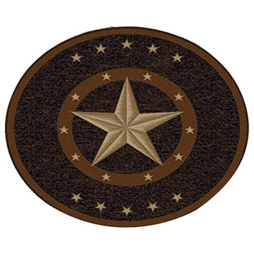 Texas Star Western Rustic Decor Brown Black Rug, 6'6" Round