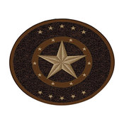 Texas Star Western Rustic Cowboy Decor Brown Black Anti Skid Rug, 3'3" Round