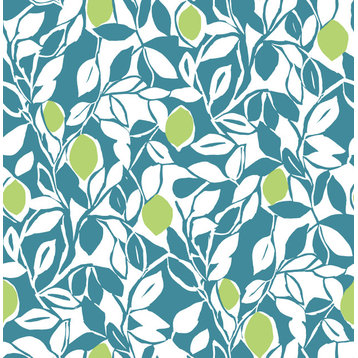 2969-26026 Loretto Teal Citrus Wallpaper from A-Street Prints
