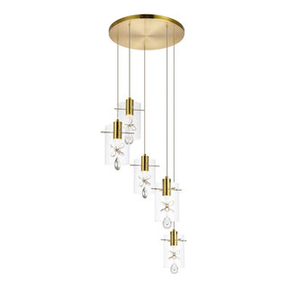 Hana 5 Lights Gold Pendant - Transitional - Pendant Lighting - by