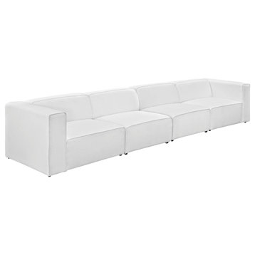 Mingle 4-Piece Upholstered Fabric Sectional Sofa Set, White