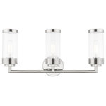 Livex Lighting - Livex Lighting Polished Chrome 3-Light Bath Vanity - The three light bath vanity from the Hillcrest collection features a simple elegant polished chrome frame paired with clear glass shades. Each shade is accented with a banded polished chrome ring to carry through the theme of finely crafted metal fittings.�
