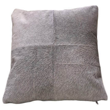 Gray Cowhide Pillow Esel, Double Sided Leather Pillow