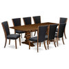 East West Furniture Lassale 9-piece Wood Dining Set in Walnut/Black