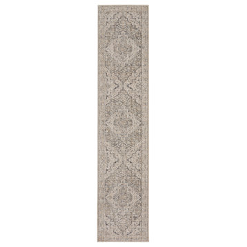 Nourison Nyle 2'3" x 12' Ivory Taupe Vintage Indoor Area Rug