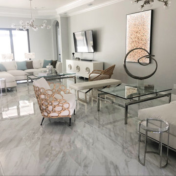 Created an expanded living/seating area in an open floor plan