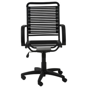 Industrial Office Chair, Unique Bungie Bands Seat With High Backrest, Black