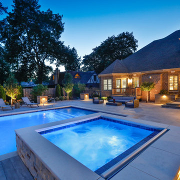 Prospect Heights Outdoor Living Project with Swimming Pool and Hot Tub