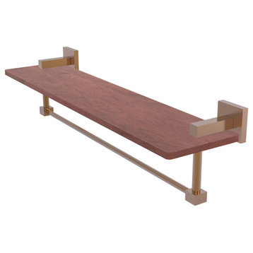 Montero 22" Solid Wood Shelf with Integrated Towel Bar, Brushed Bronze