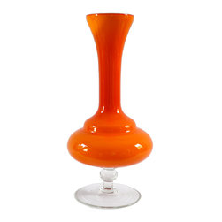 EMPOLI ORANGE PEDESTAL FLUTED VASE - Vases