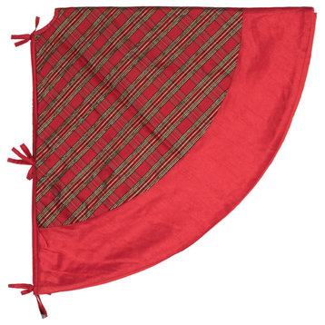 Vickerman Qtx190952 52" Red And Gold Plaid Christmas Tree Skirt