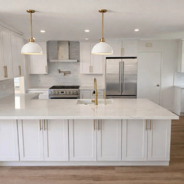 White Kitchen Remodel with Peninsula and Island - Larkspur, CA