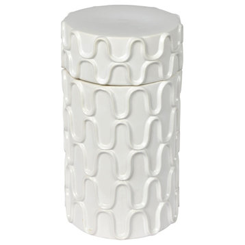 Vickerman White Ceramic Container with Lid, 12"