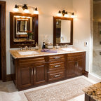 Cherry double sink master bathroom vanity - Mediterranean - Bathroom ...