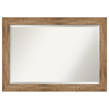Owl Brown Beveled Wood Bathroom Wall Mirror - 41.5 x 29.5 in.