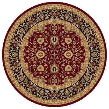 Yazd 2803-390 Area Rug, Red And Black, 5'3" Round