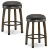 Set of 2 Counter Stool, Backless Design With Faux Leather Seat, Greystone/Black