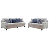 Coaster 2-Piece Transitional Recessed Arms Upholstery Fabric Sofa Set in Gray