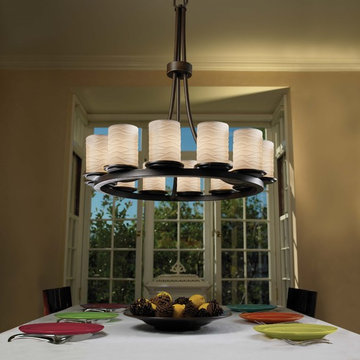 Limoges Dakota Ring Chandelier, Tall, Cylinder With Flat Rim, Dark Bronze in Din