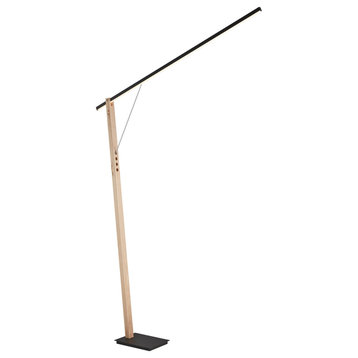 Lite Source LS-83598 Kylar 77" Tall LED Boom Arm Floor Lamp - Wood