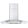 Cosmo 380 CFM Wall Mount Range Vent Hood, Permanent Filters, Glass Canopy, 36"