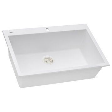 Ruvati 33 x 22 inch Topmount Granite Composite Kitchen Sink, Arctic White