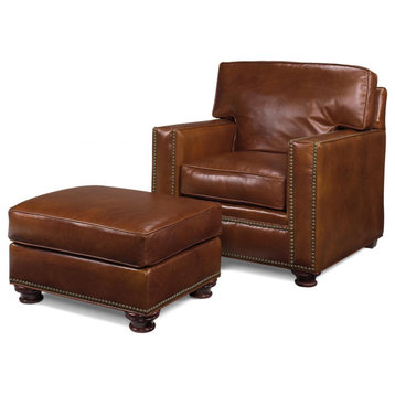 Accent Chair Occasional Traditional Antique Brown Leather Poly Fiber