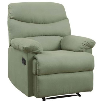 Elegant Recliner, Smooth Woven Seat With Tufted Back & Pillow Arms, Sage