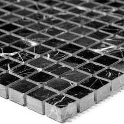 Polished Nero Marquina Black Marble 5/8x5/8 Mosaic Tiles - Home Accessories & Decor