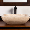 Natural Stone Vessel Bathroom Sink, Rectangular Travertine Sink