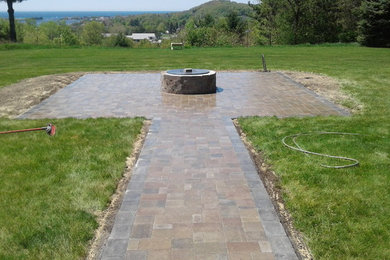 Patio, fire pit, walkway