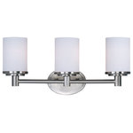 Maxim Lighting International - Cylinder 3-Light Bath Vanity Sconce - Brighten up your powder room with the classic Cylinder Bath Vanity Fixture. This 3-light vanity fixture is beautifully finished in unique color with glass shades to match your existing hardware. Whether hung over a pedestal sink or a full vanity, this fixture illuminates your space and sheds light on your morning and nightly routines.