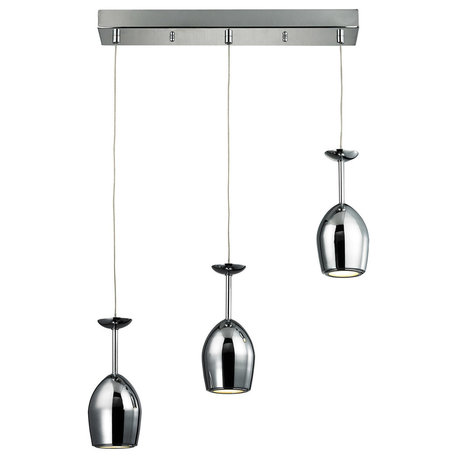 Elk Lighting Vasso Chromo 3-Light LED Pendant, Polished Chrome