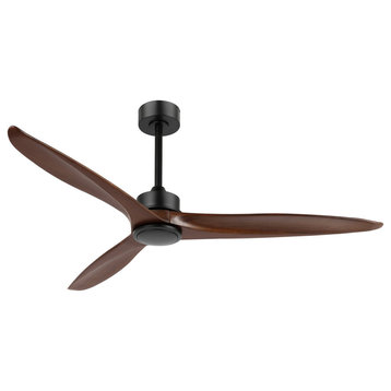 60" 3-Blade Reversible Ceiling Fan With Remote, Black