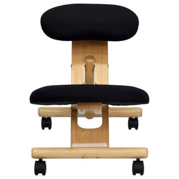 Scranton & Co Contemporary Fabric/Wood Mobile Ergonomic Kneeling Chair in Black