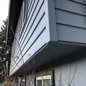 Blue Siding with Black Trim