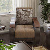 Modern Convertible Accent Chair, Chenille Seat & Curved Wooden Arms, Brown