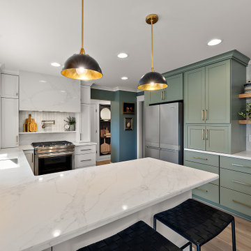 Starmark Maple Wales Marshmallow Cream and Moss Green Kitchen
