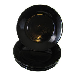 Le Souk Ceramique - Le Souk Ceramique Stoneware Side Plates, Set of 4, Black, Black - Salad And Dessert Plates