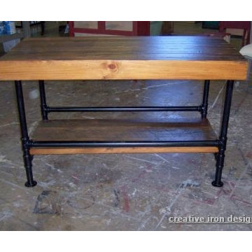 Rustic Industrial Kitchen Island with Pipe