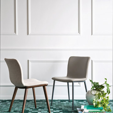 Annie Upholstered Metal Chair - Matt Grey Metal Frame - Taupe Leather Seat