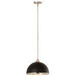 Z-Lite - Z-Lite 1 Light Pendant, Matte Black, Brushed Nickel, 1004P14-MB-BN - Chic, modern vibes add a stunning look to a custom kitchen, living space, or bedroom with this domed metal one-light pendant. A domed shade crafted of matte black finish stainless steel is trimmed in brushed nickel finish metal with a brushed nickel finish down rod and canopy. This updated pendant is suitable for a variety of décor schemes including farmhouse, modern industrial, and urban modern.