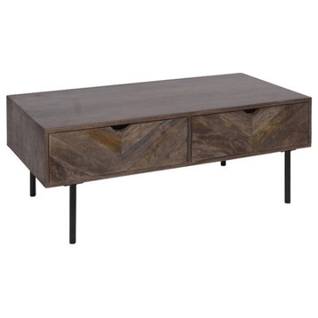 Casartis Living Yarrow Transitional Wood Coffee Table with Storage in Gray