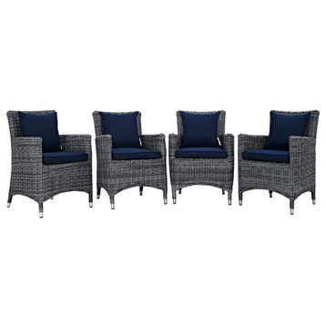 Modway Summon Outdoor Dining Chairs, Set of 4, Canvas, Navy