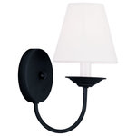Livex Lighting - Mendham Wall Sconce, Black - The black finish and hand made off white linen hard back shade of this sconce have a serene look that can fit into a wide variety of settings. It's perfect for giving that dark wall more presence and welcoming light.