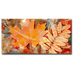 Ready2HangArt - Fall Ink III, Canvas Wall Art, 12 in Highx24" - Bring the opulent energy of a commencing autumn into your contemporary space with this shimmering, leaf abstract. A metallic duo of a convex and whorled shaped leaves lay upon a bed of crisp foliage, glistening from the fiery sun looming above, as fall is just arriving. Handcrafted in the U.S.A., this gallery wrapped canvas art arrives ready to hang on your wall. Refine your space with an art piece from Ready2HangArt's Fall Ink collection, which will effortlessly bring a warm essence of autumn to any style of decor.